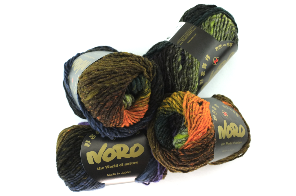 Noro Kureyon Color 446, Worsted Weight 100% Wool Knitting Yarn, black, purple, orange