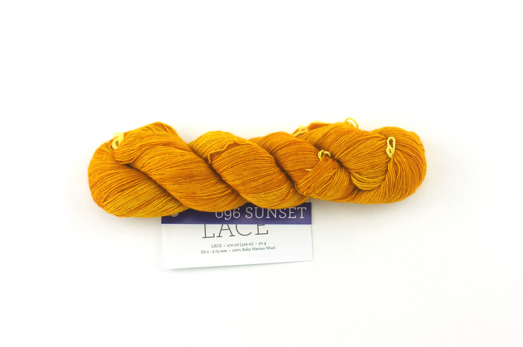 Malabrigo Lace in color Sunset, Lace Weight Merino Wool Knitting Yarn, sunny orange-yellow #096 - Red Beauty Textiles