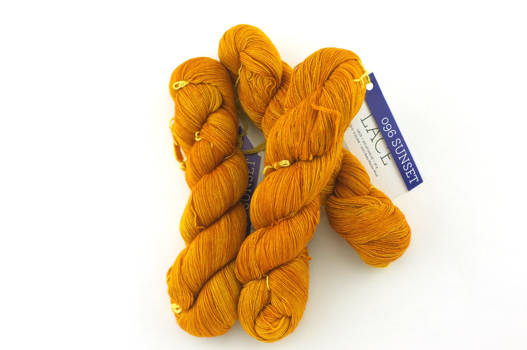 Malabrigo Lace in color Sunset, Lace Weight Merino Wool Knitting Yarn, sunny orange-yellow #096 - Red Beauty Textiles