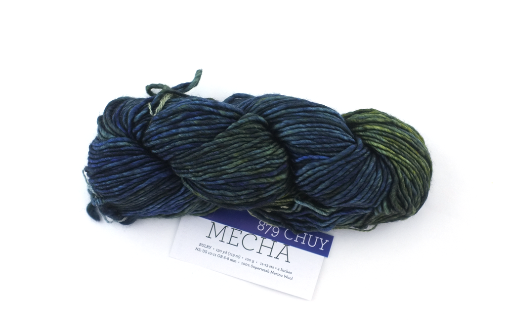 Malabrigo Mecha in color Chuy, Merino Wool Bulky Weight Knitting Yarn, dark muted greens and blues, #879 - Red Beauty Textiles