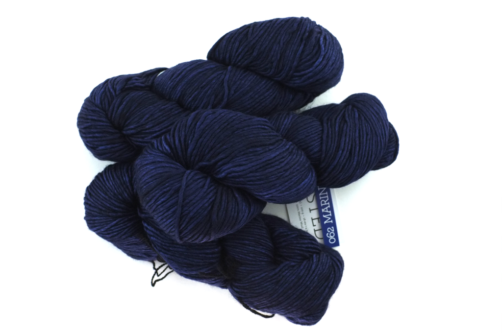 Malabrigo Worsted in color Marine, #062, Merino Wool Aran Weight Knitting Yarn, darkest blue - Red Beauty Textiles