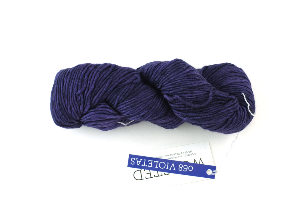 Malabrigo Worsted in color Violetas, #068, Merino Wool Aran Weight Knitting Yarn, deep violet purple - Red Beauty Textiles