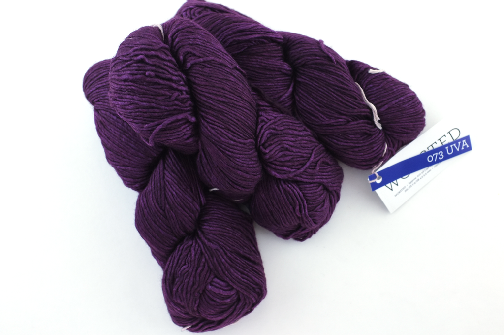 Malabrigo Worsted in color Uva, Merino Wool Aran Weight Knitting Yarn, dark grape purple, #073 - Red Beauty Textiles