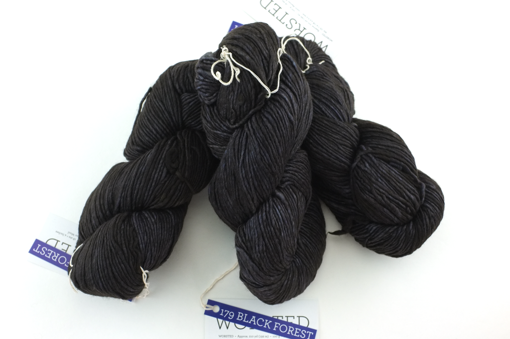 Malabrigo Worsted in color Black Forest, #179, Merino Wool Aran Weight Knitting Yarn, off-black - Red Beauty Textiles