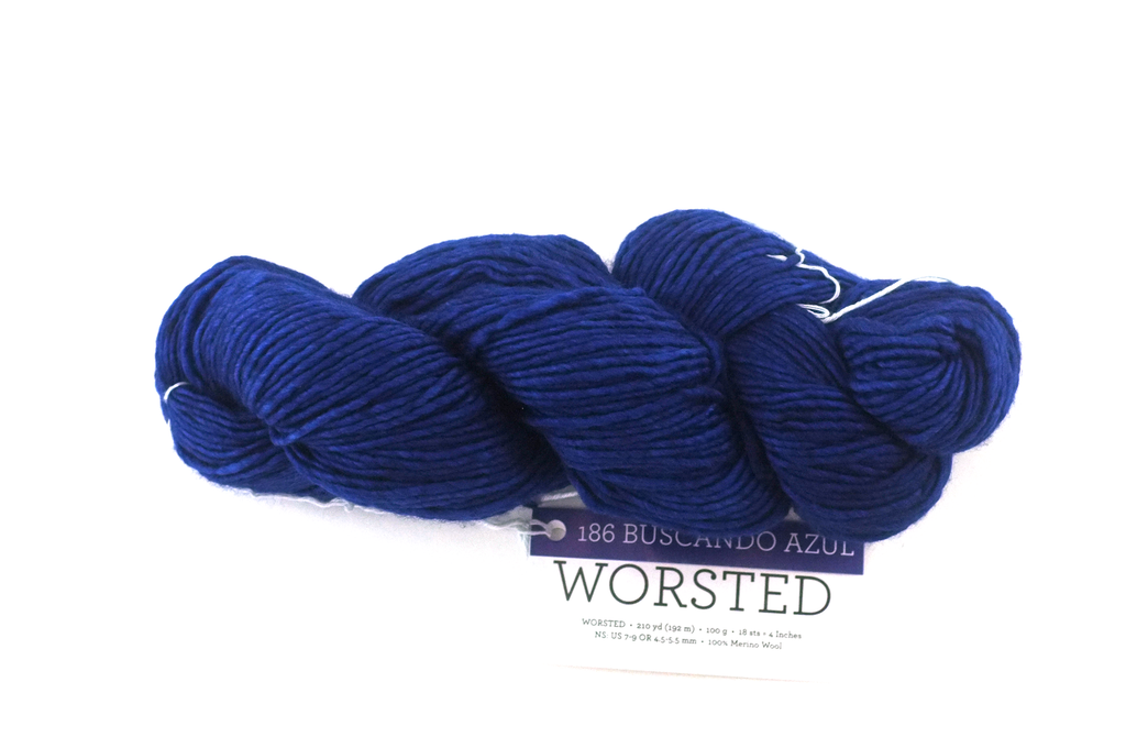 Malabrigo Worsted in color Buscando Azul, #186, Merino Wool Aran Weight Knitting Yarn, medium blue - Red Beauty Textiles