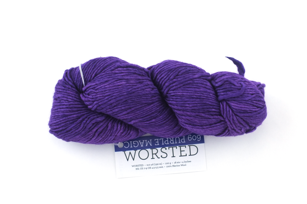Malabrigo Worsted in color Purple Magic, #609, Merino Wool Aran Weight Knitting Yarn, extra purple - Red Beauty Textiles