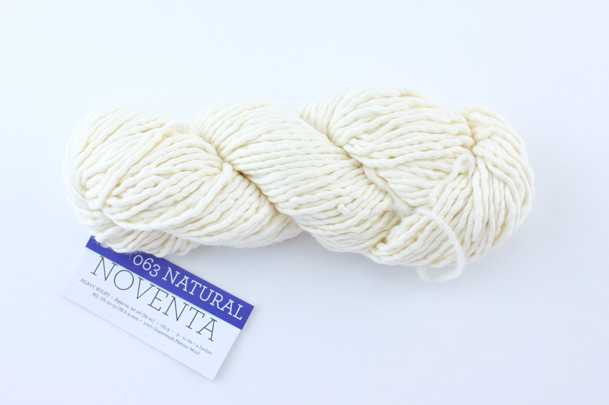 Malabrigo Noventa in color Natural, Merino Wool Super Bulky Knitting Yarn,  machine washable, neutral off-white, #63