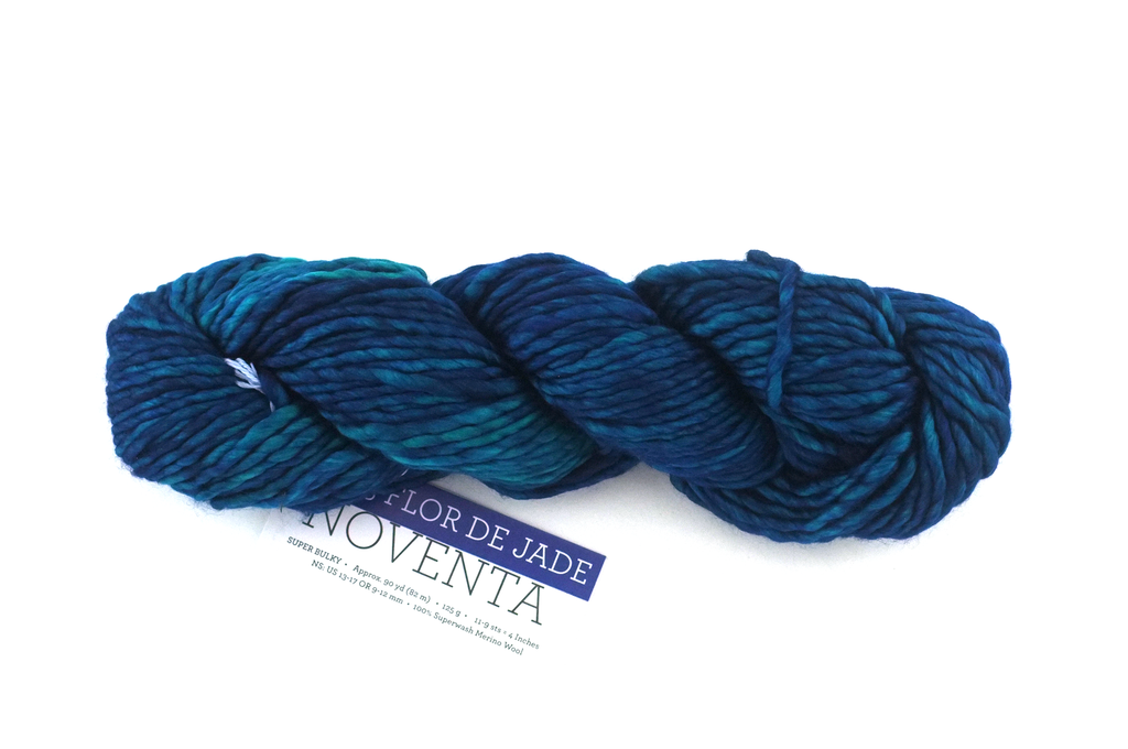 Malabrigo Noventa in color Flor de Jade, Merino Wool Super Bulky Knitting Yarn, machine washable, deep blues and turquoise, #233 - Red Beauty Textiles