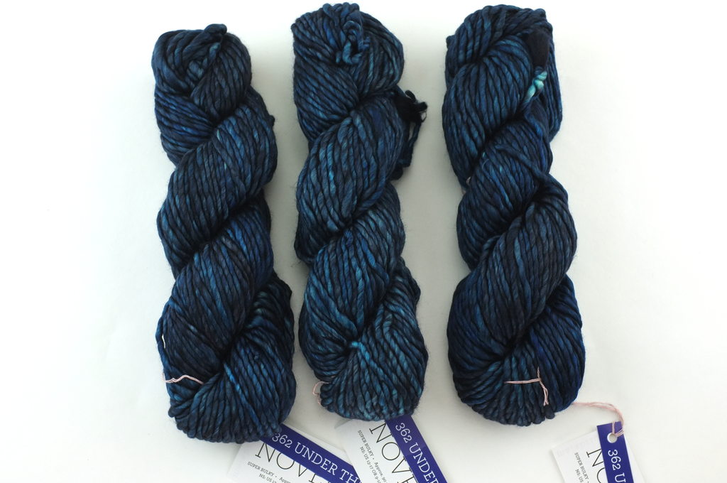 Malabrigo Noventa in color Under the Sea, Merino Wool Super Bulky Knitting Yarn, machine washable, dark blues, #362 - Red Beauty Textiles