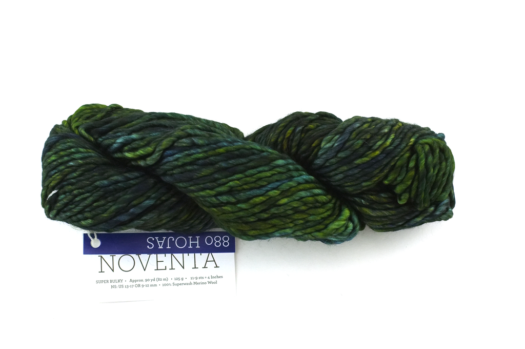 Malabrigo Noventa in color Hojas, Merino Wool Super Bulky Knitting Yarn, machine washable, dark greens and blues, #880 - Red Beauty Textiles