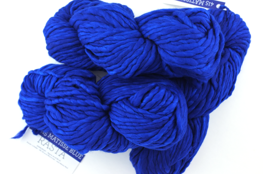 Malabrigo Rasta in color Matisse Blue, Merino Wool Super Bulky Knitting Yarn, intense electric blue, #415 - Red Beauty Textiles