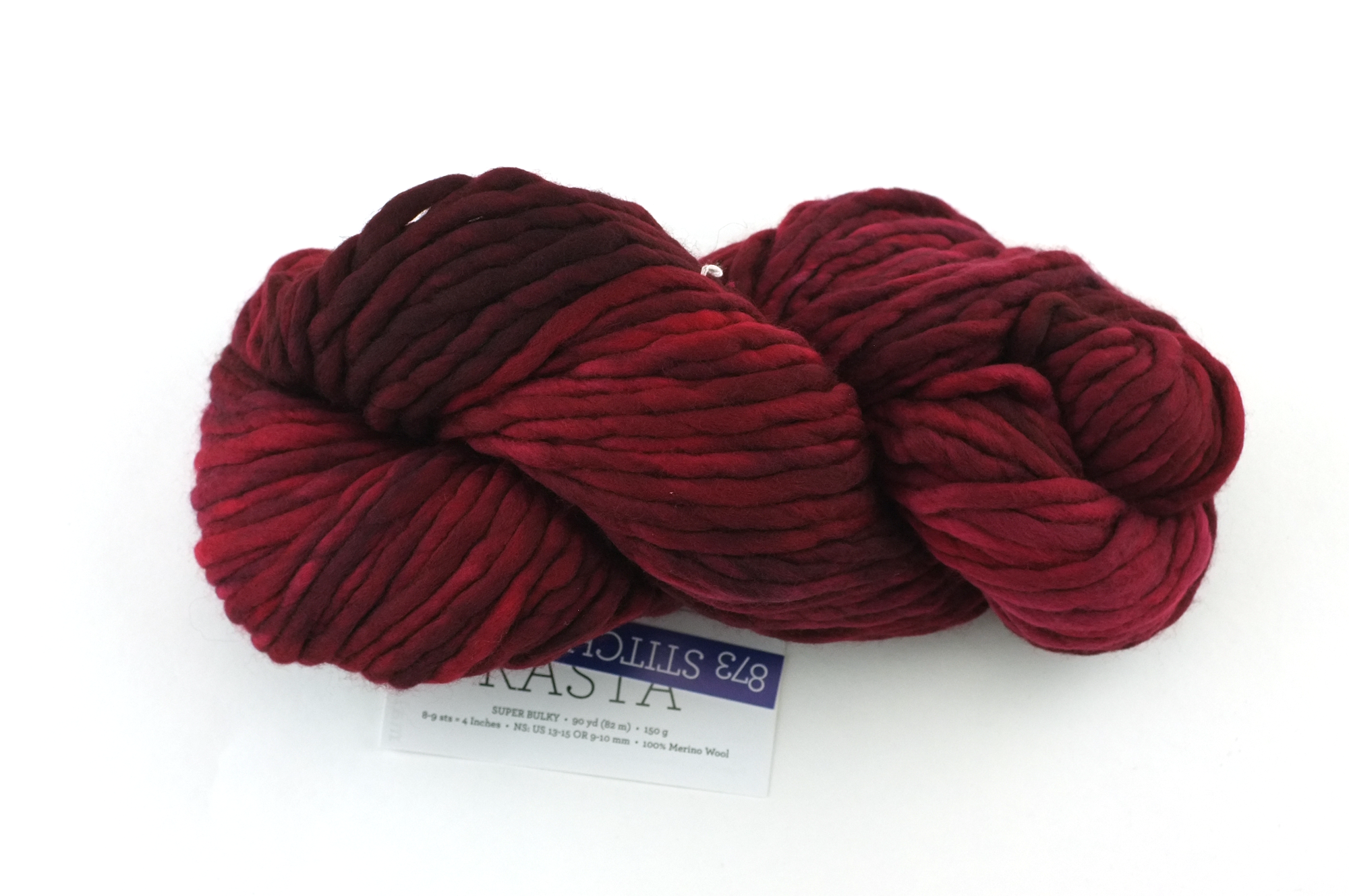 Malabrigo Rasta in color Stitch Red, Merino Wool Super Bulky Knitting Yarn, dark red, #873 - Red Beauty Textiles