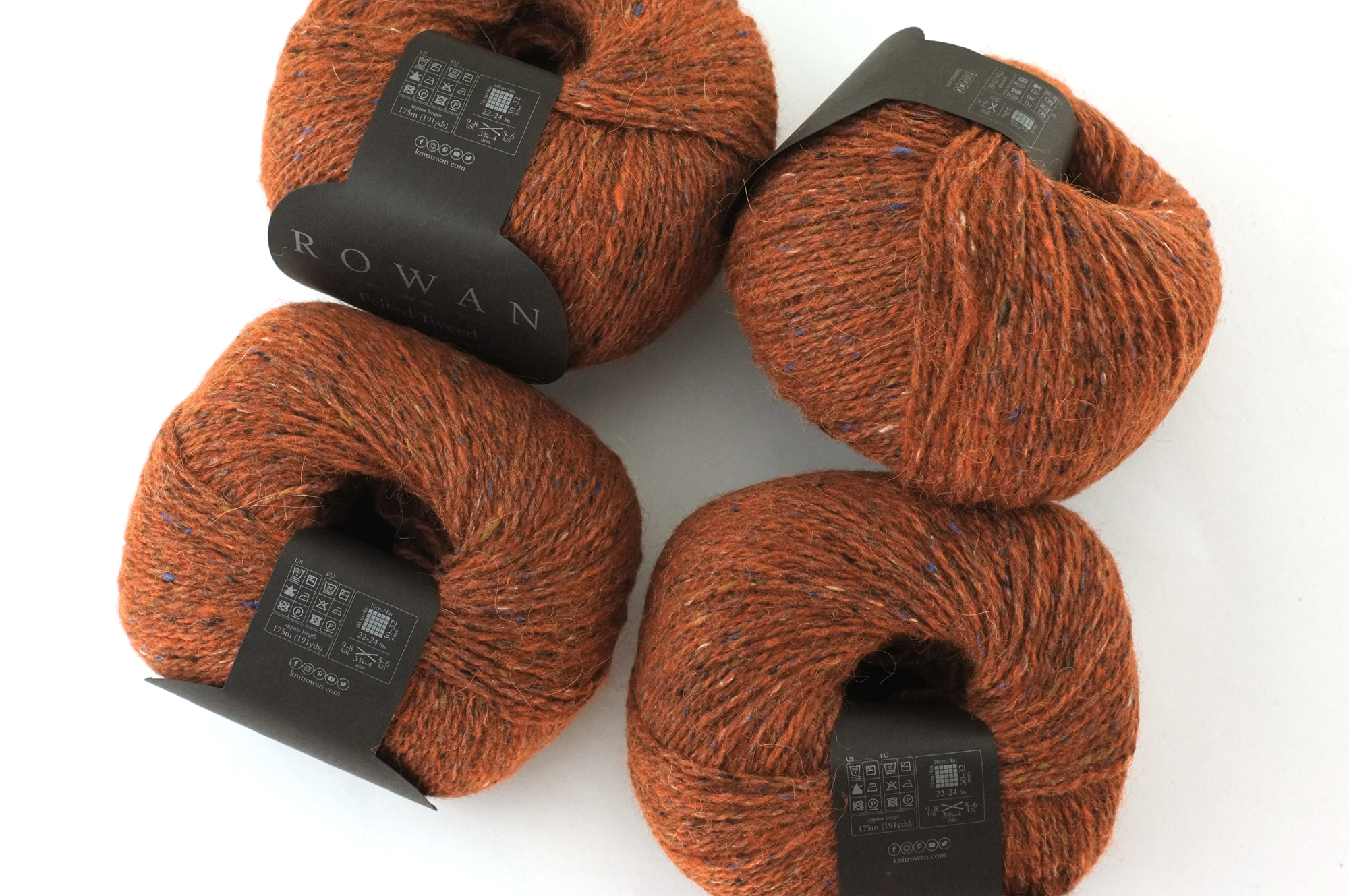 Rowan Felted Tweed Ginger 154, dark tweedy rust, merino, alpaca, viscose knitting yarn by Red Beauty Textiles