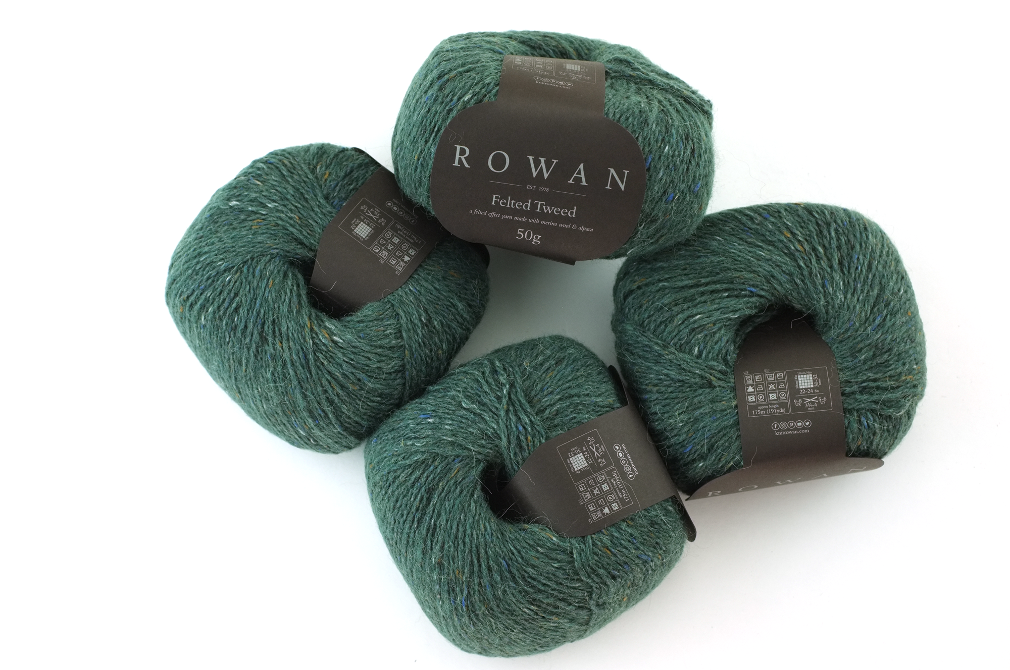 Rowan Felted Tweed Pine 158, deep pine needle green, merino, alpaca, viscose knitting yarn by Red Beauty Textiles