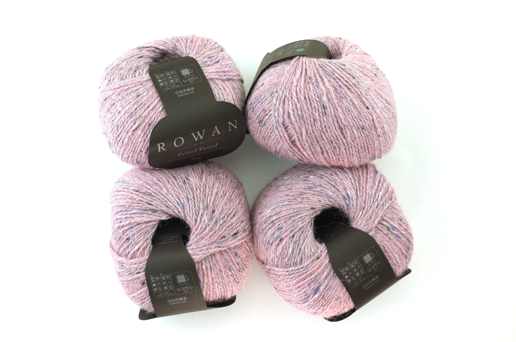 Rowan Felted Tweed Frozen 185, delicate baby pink, merino, alpaca, viscose knitting yarn by Red Beauty Textiles