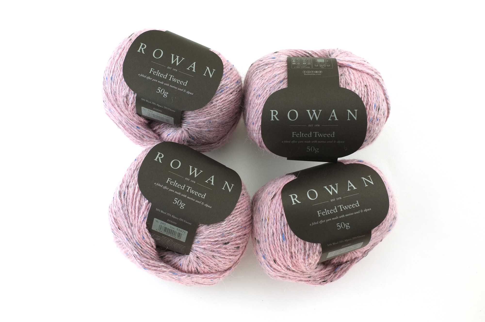 Rowan Felted Tweed Frozen 185, delicate baby pink, merino, alpaca, viscose knitting yarn by Red Beauty Textiles