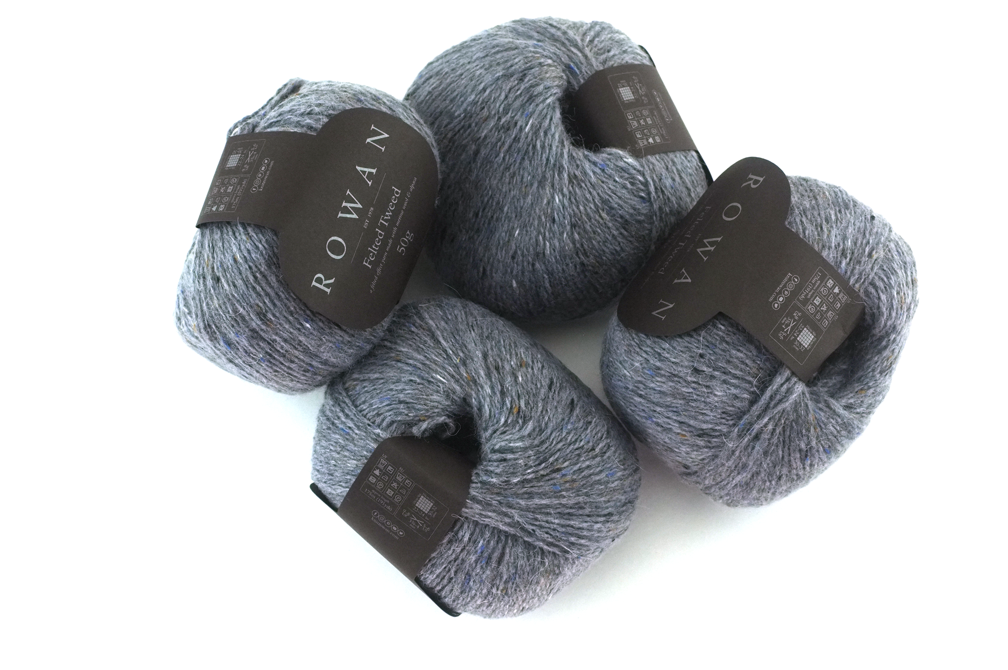 Rowan Felted Tweed DK weight, Granite 191, merino, alpaca, viscose knitting yarn in grays and blues by Red Beauty Textiles