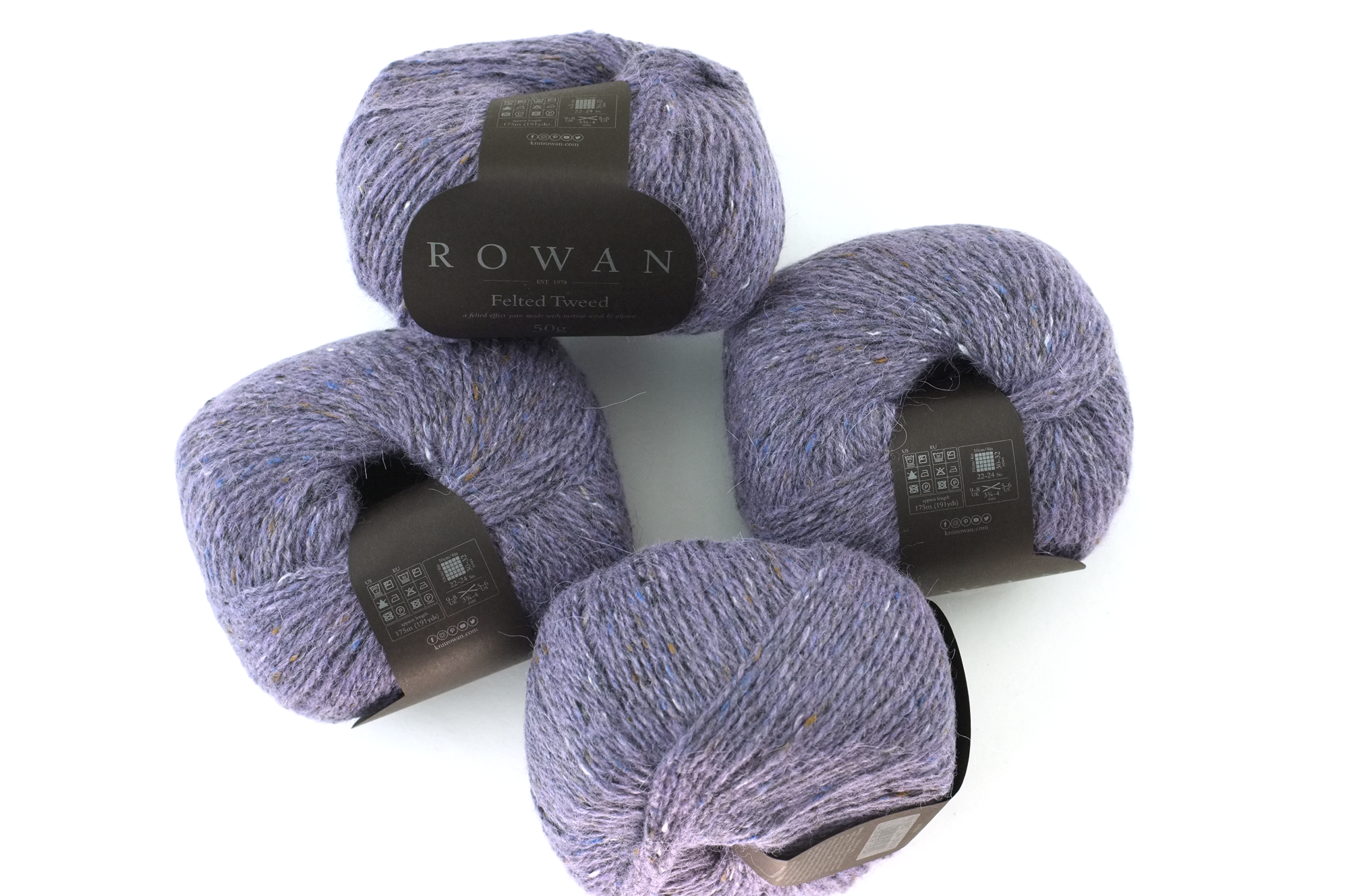 Rowan Felted Tweed Amethyst 192, true medium purple, merino, alpaca, viscose knitting yarn by Red Beauty Textiles