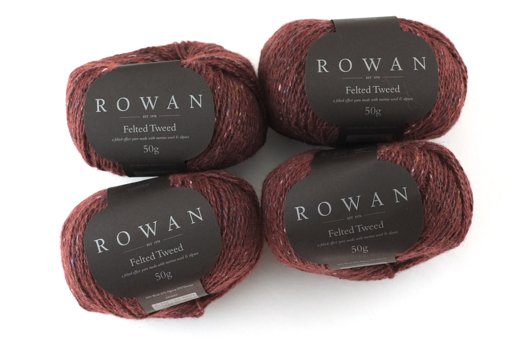 Rowan Felted Tweed Barn Red 196, deep brick red tweed, merino, alpaca, viscose knitting yarn - Red Beauty Textiles