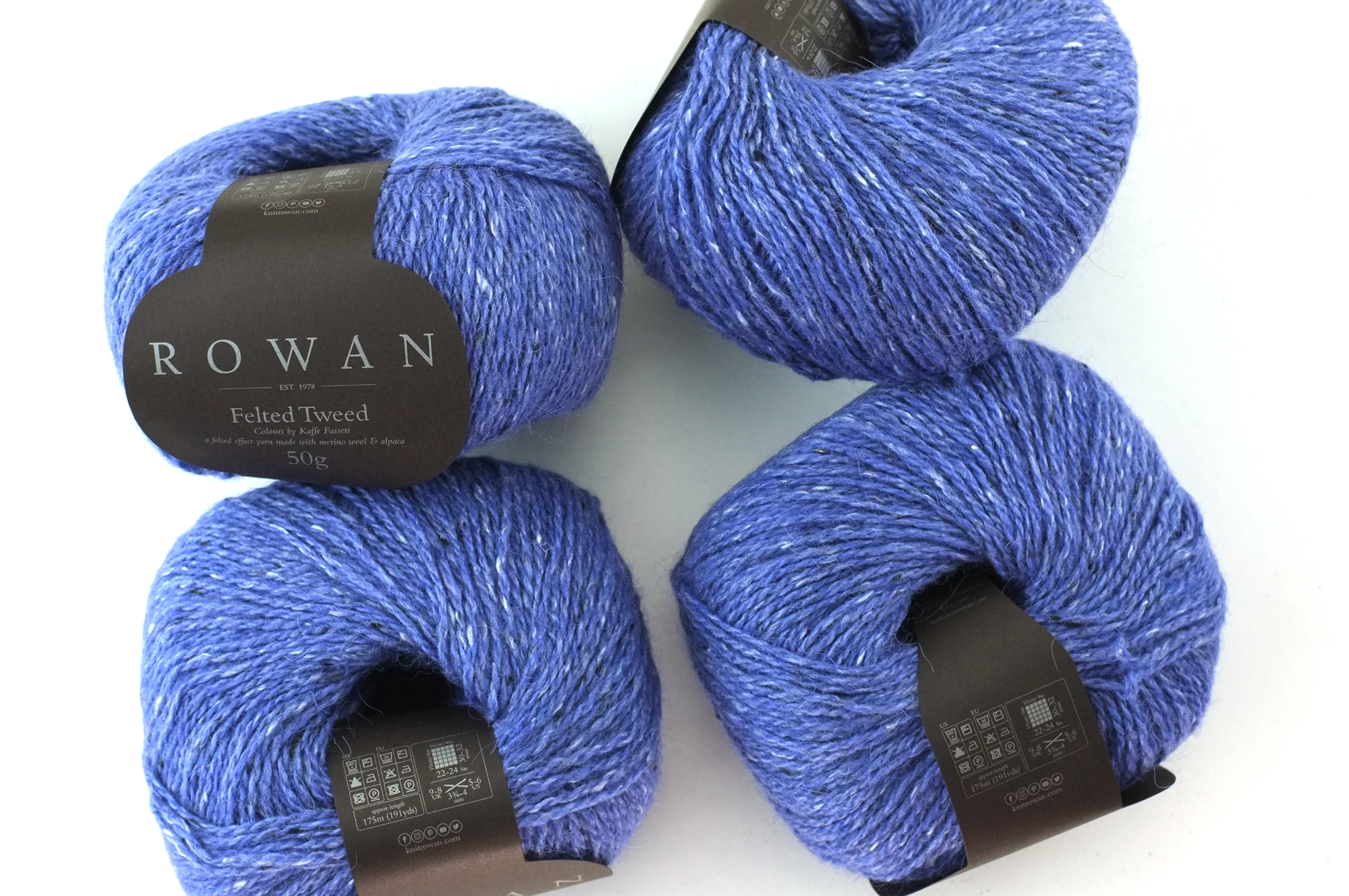 Rowan Felted Tweed Iris 201 bright periwinkle tweed, merino, alpaca, viscose knitting yarn by Red Beauty Textiles