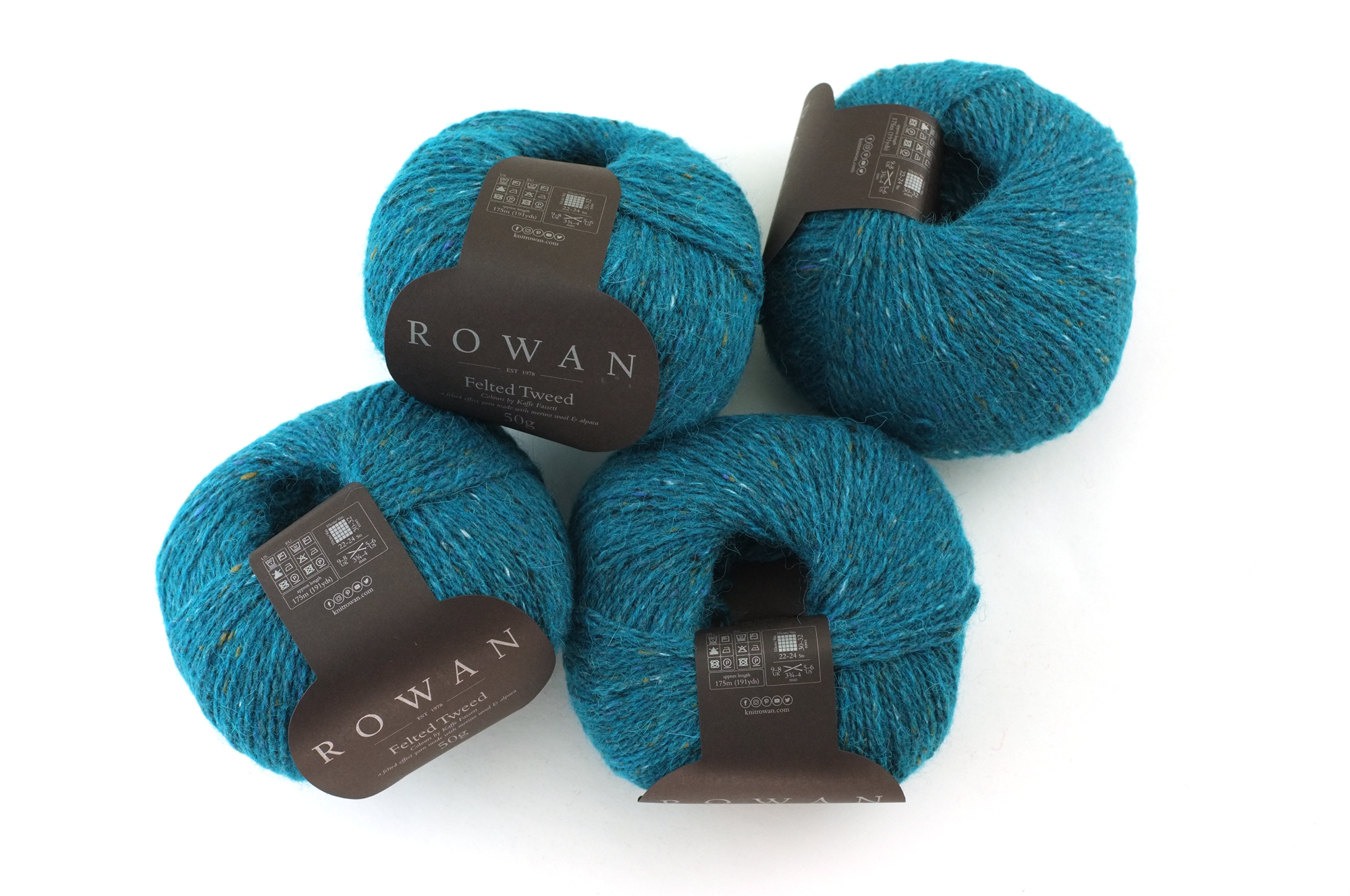 Rowan Felted Tweed Turquoise 202, deepest teal turquoise, merino, alpaca, viscose knitting yarn by Red Beauty Textiles