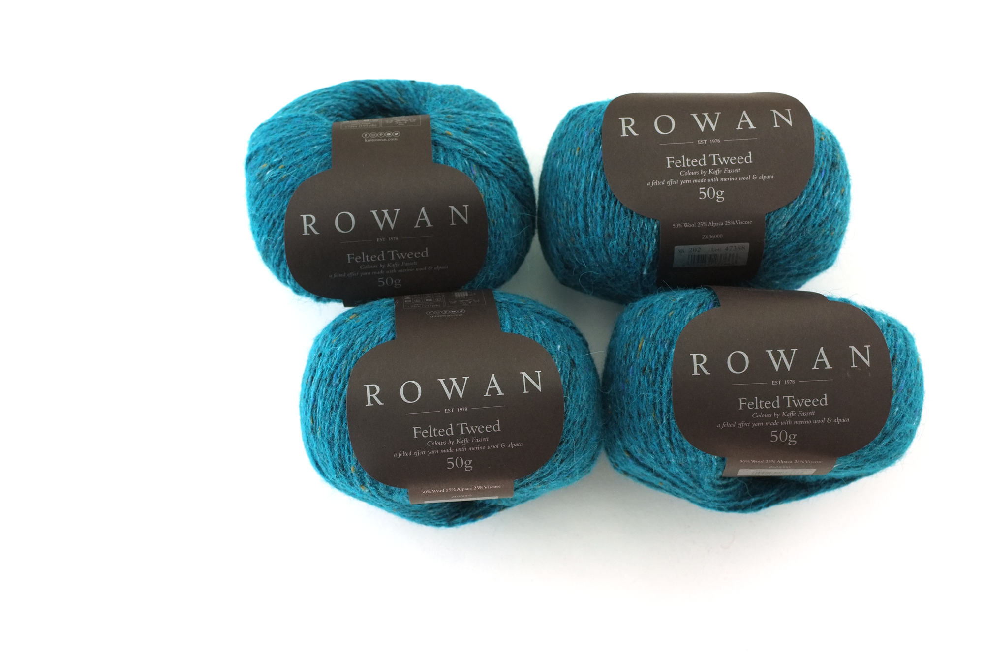 Rowan Felted Tweed Turquoise 202, deepest teal turquoise, merino, alpaca, viscose knitting yarn by Red Beauty Textiles