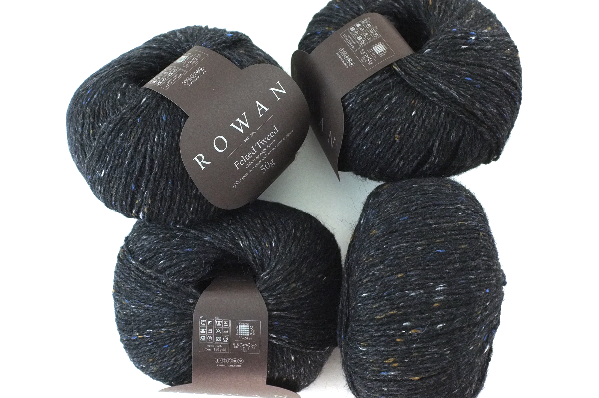 Rowan Felted Tweed Black 211, soft black with tweed, merino, alpaca, viscose knitting yarn by Red Beauty Textiles