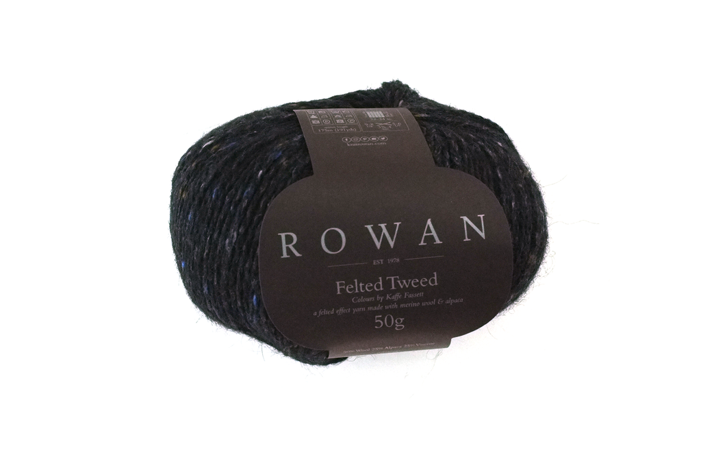 Rowan Felted Tweed Black 211, soft black with tweed, merino, alpaca, viscose knitting yarn