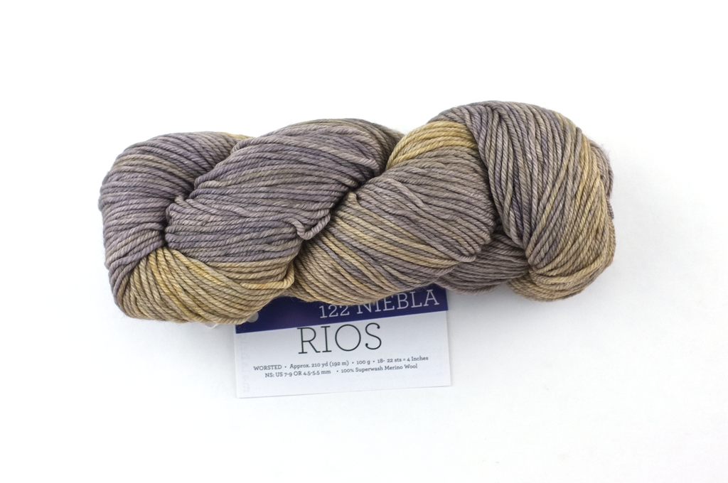 Malabrigo Rios in color Niebla, Merino Wool Worsted Weight Knitting Yarn, gray and wheat, #122 - Red Beauty Textiles