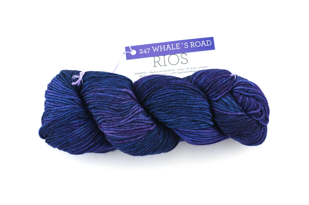 Malabrigo Rios in color Whale's Road, Merino Wool Worsted Weight Knitting Yarn, purples and blues, #247 - Red Beauty Textiles