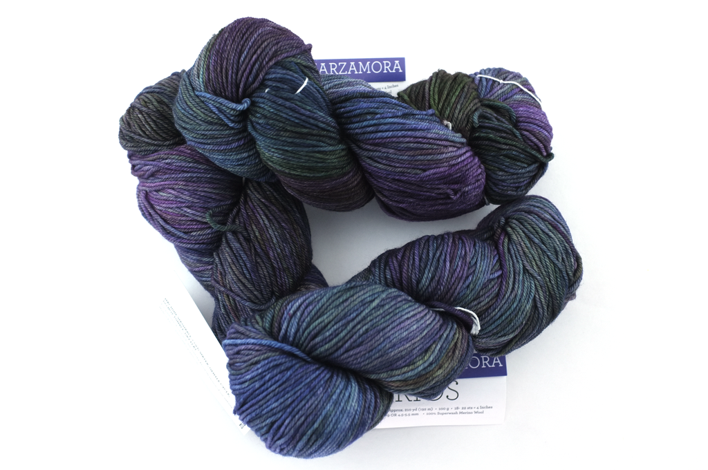 Malabrigo Rios in color Zarzamora, Merino Wool Worsted Weight Knitting Yarn, variegated dark purple, olive, #863 - Red Beauty Textiles