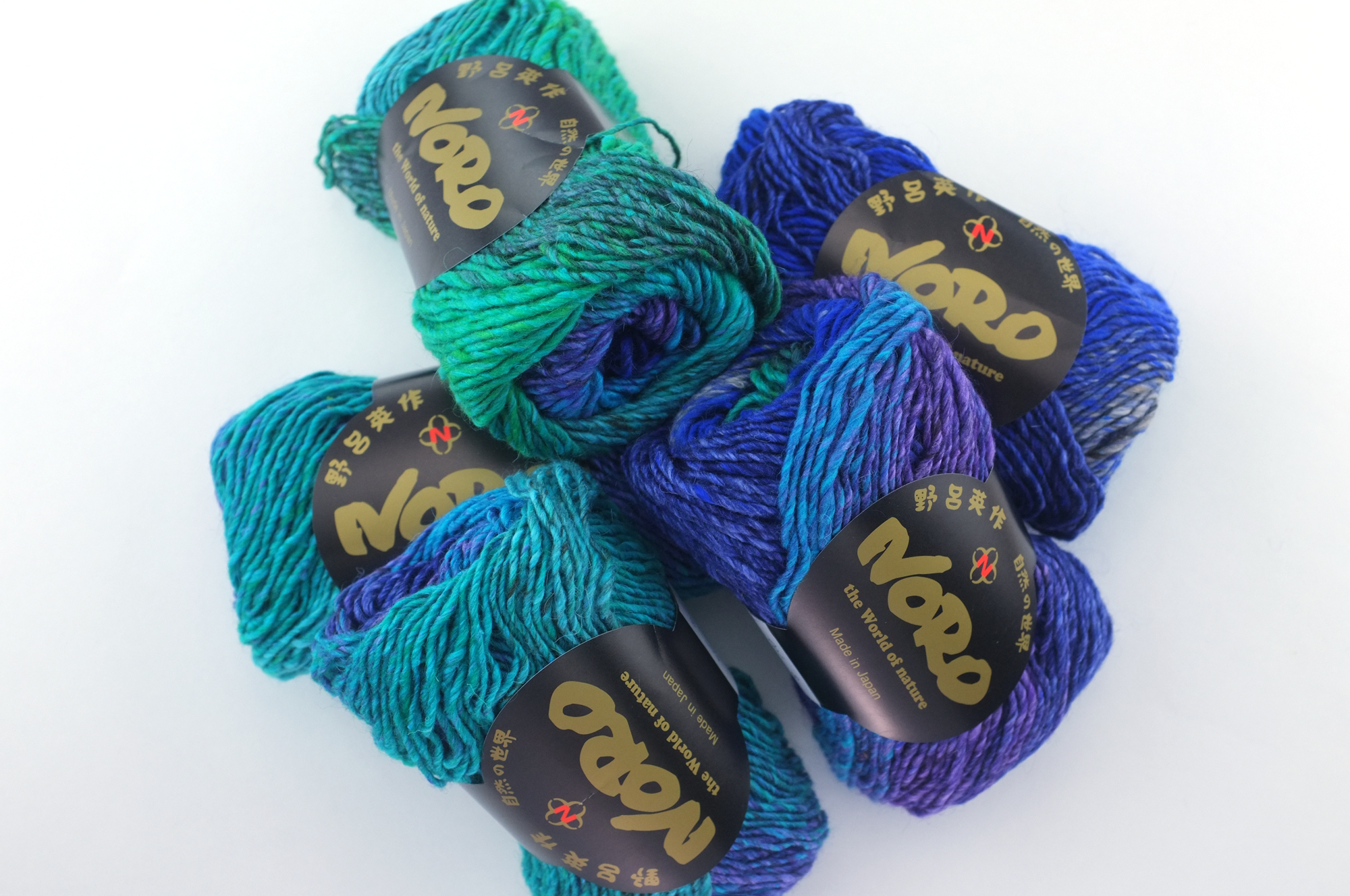 Noro Silk Garden Color 8, Silk Mohair Wool Aran Weight Knitting Yarn, lots of blues, grays, jade, turquoise, and purples by Red Beauty Textiles