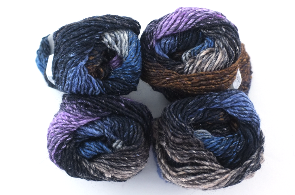 Noro Silk Garden Color 201, Silk Mohair Wool aran weight knitting yarn, gray medley, blue, purple, brown - Red Beauty Textiles