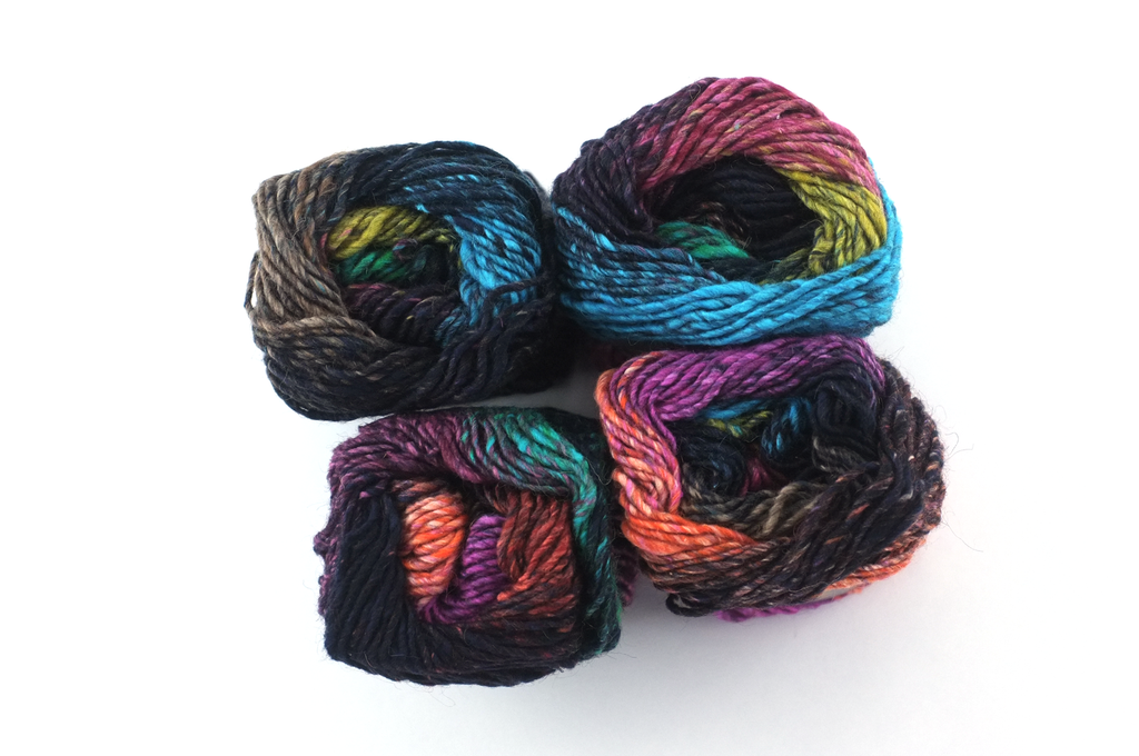 Noro Silk Garden Color 211, Silk Mohair Wool Aran Weight Knitting Yarn, magenta, teal, olive, black
