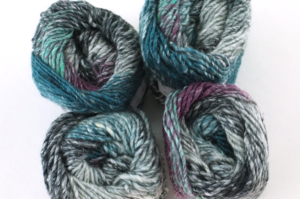 Silk Garden, color 471, white, gray, teal mohair silk yarn by Red Beauty Textiles