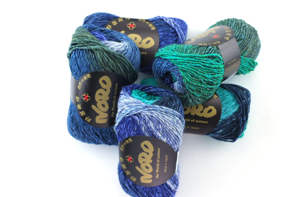 Noro Silk Garden Color 515, Silk Mohair Wool Aran Weight Knitting Yarn, turquoise, navy, forest - Red Beauty Textiles