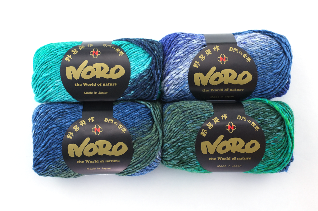 Noro Silk Garden Color 515, Silk Mohair Wool Aran Weight Knitting Yarn, turquoise, navy, forest