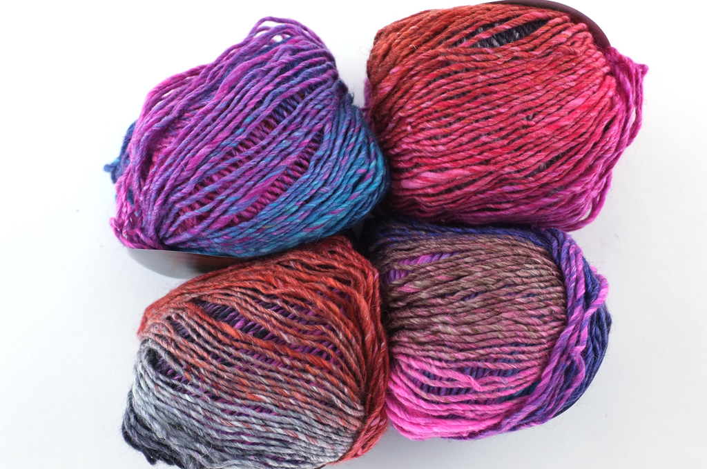 Noro Silk Garden Lite Color 2093, DK Weight, Silk Mohair Wool Knitting Yarn, red, orange, gray - Red Beauty Textiles