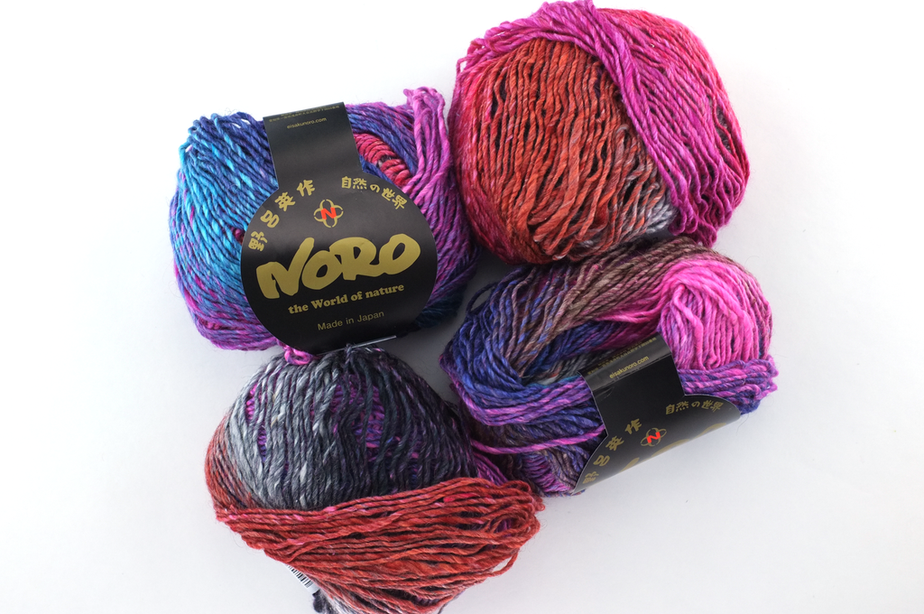 Noro Silk Garden Lite Color 2093, DK Weight, Silk Mohair Wool Knitting Yarn, red, orange, gray by Red Beauty Textiles