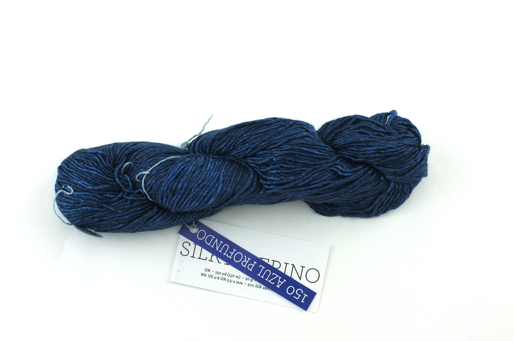 Malabrigo Silky Merino in color Azul Profundo, DK Weight Silk and Merino Wool Knitting Yarn, deep ultramarine blue, #150 - Red Beauty Textiles