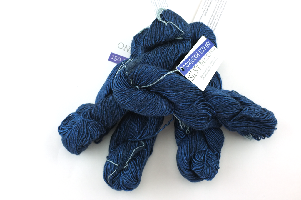 Malabrigo Silky Merino in color Azul Profundo, DK Weight Silk and Merino Wool Knitting Yarn, deep ultramarine blue, #150 - Red Beauty Textiles