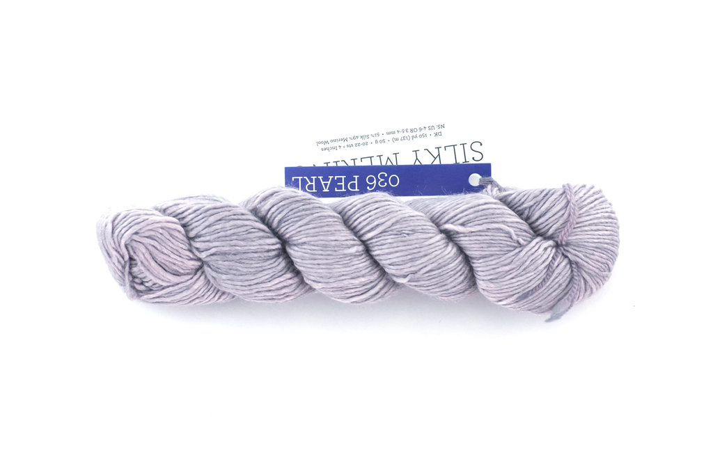 Malabrigo Silky Merino in color Pearl, DK Weight Silk and Merino Wool Knitting Yarn, light gray, #036 - Red Beauty Textiles