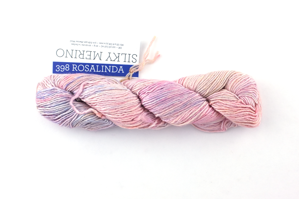 Malabrigo Silky Merino in color Rosalinda, DK Weight Silk and Merino Wool Knitting Yarn, pastel pinks and peach, #398 - Red Beauty Textiles
