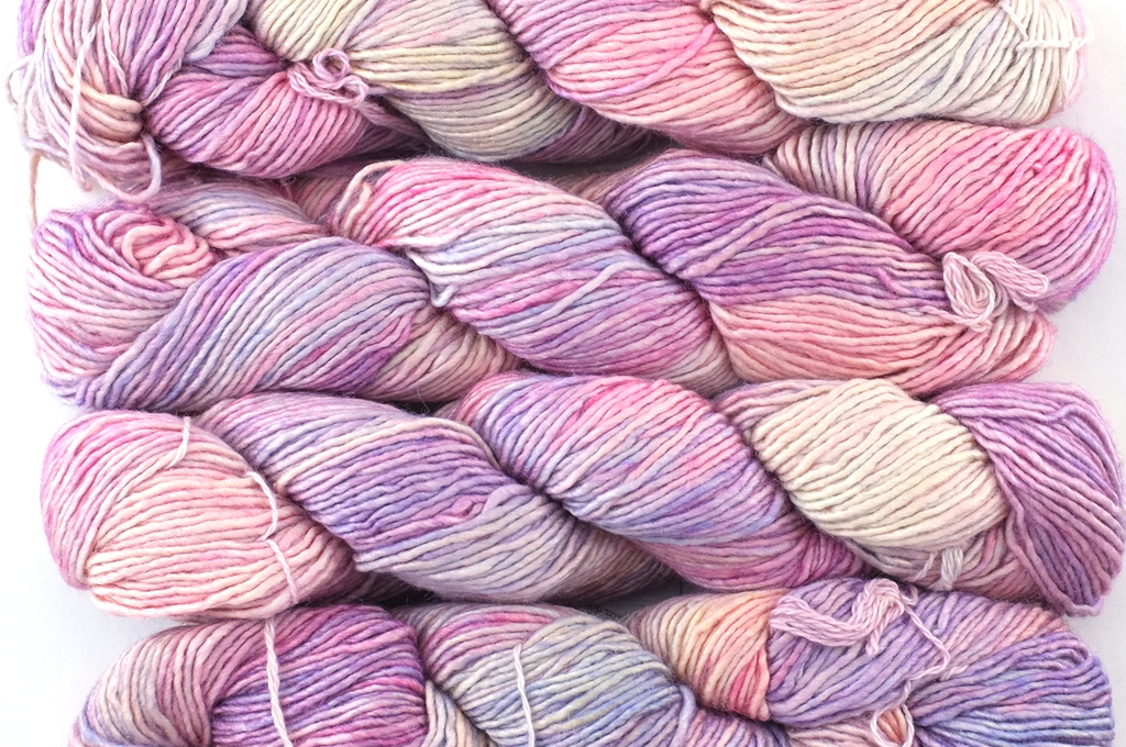 Malabrigo Silky Merino in color Rosalinda, DK Weight Silk and Merino Wool Knitting Yarn, pastel pinks and peach, #398 - Red Beauty Textiles
