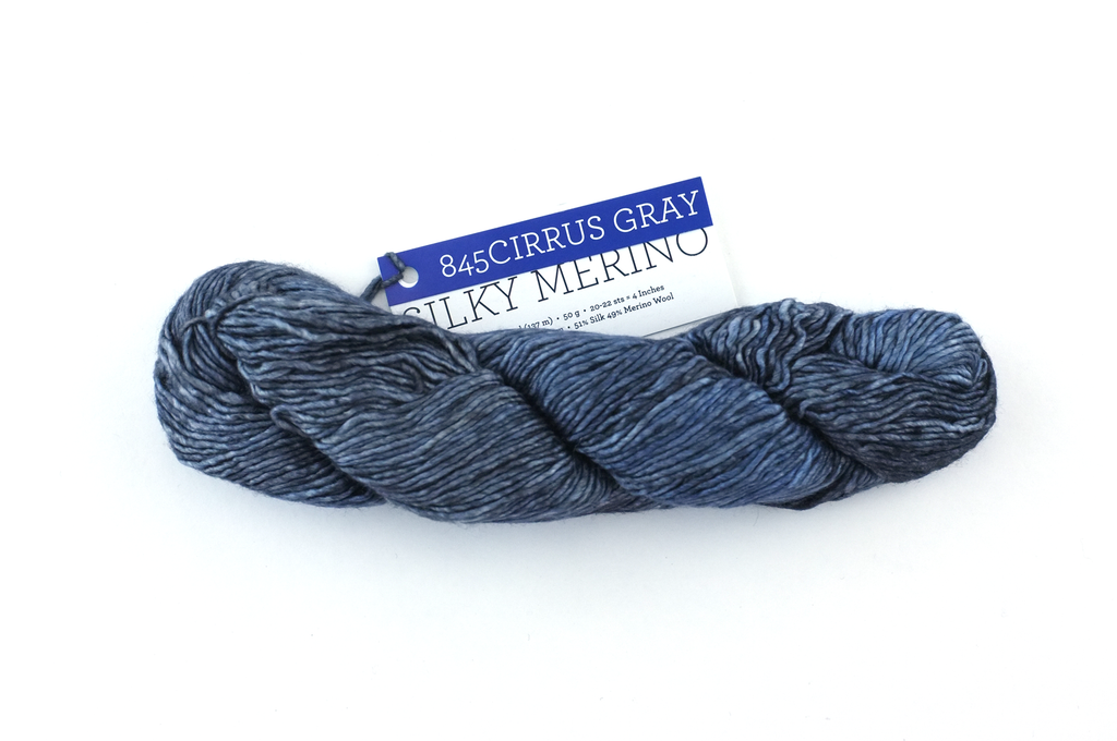 Malabrigo Silky Merino in color Cirrus Gray, DK Weight Silk and Merino Wool Knitting Yarn, blue-gray shades, #845 - Red Beauty Textiles