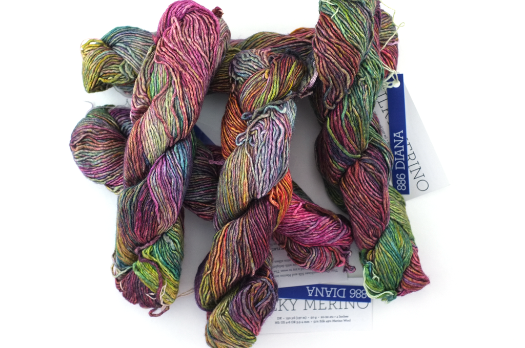Malabrigo Silky Merino in color Diana, DK Weight Silk and Merino Wool Knitting Yarn, rainbow, #886 - Red Beauty Textiles