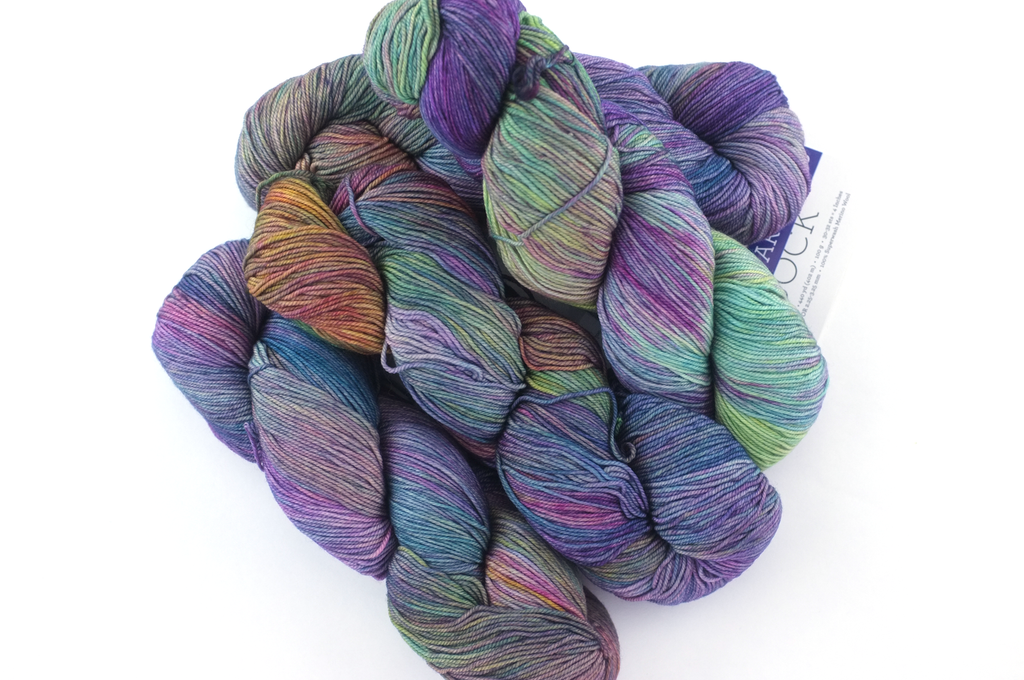 Malabrigo Sock in color Arco Iris, Fingering Weight Merino Wool Knitting Yarn, purple, rose, green, #866 - Red Beauty Textiles