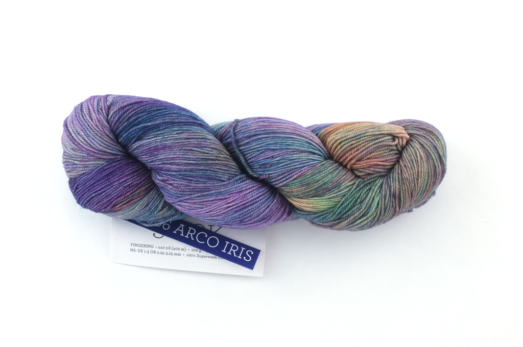 Malabrigo Sock in color Arco Iris, Fingering Weight Merino Wool Knitting Yarn, purple, rose, green, #866 - Red Beauty Textiles