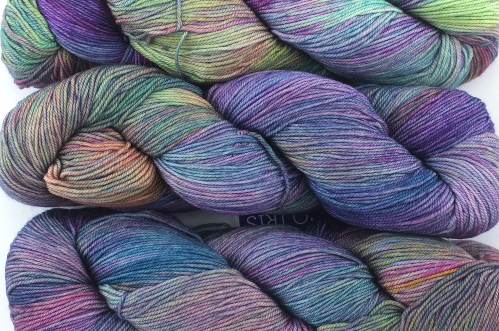 Malabrigo Sock in color Arco Iris, Fingering Weight Merino Wool Knitting Yarn, purple, rose, green, #866 - Red Beauty Textiles