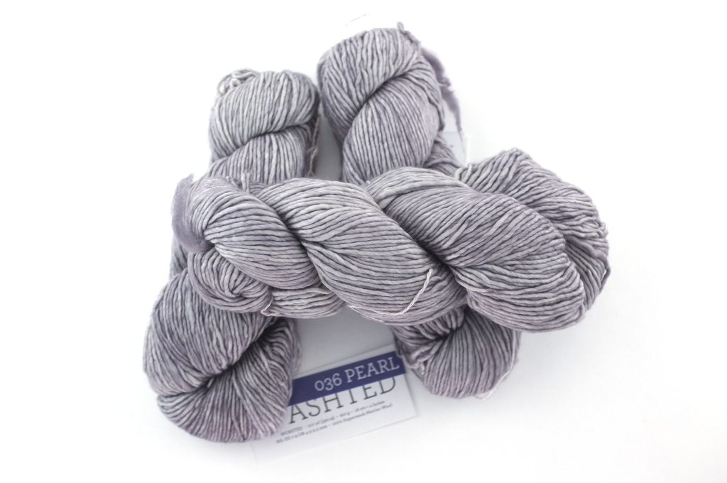 Malabrigo Washted in color Pearl, Aran Weight Merino Superwash Wool Knitting Yarn, light gray, #036 - Red Beauty Textiles
